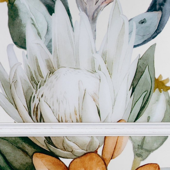 Tablou floral pastel pe PVC transparent – ramă albă rustică 32x64 cm [3]