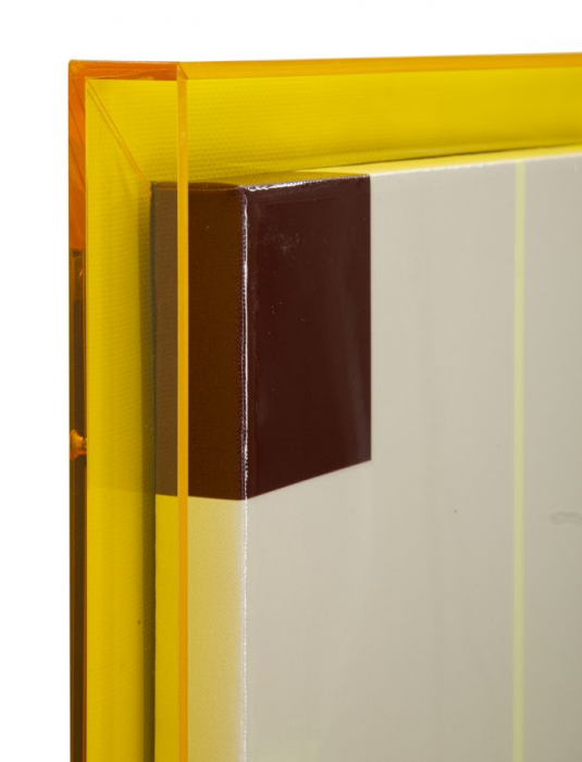 Tablou geometric galben maro 60x80 cm – forme dreptunghiulare pe pânză cu ramă translucidă [2]