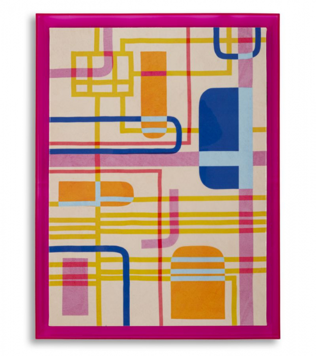 Tablou geometric multicolor fucsia 60x80 cm – compoziție vibrantă pe pânză [1]