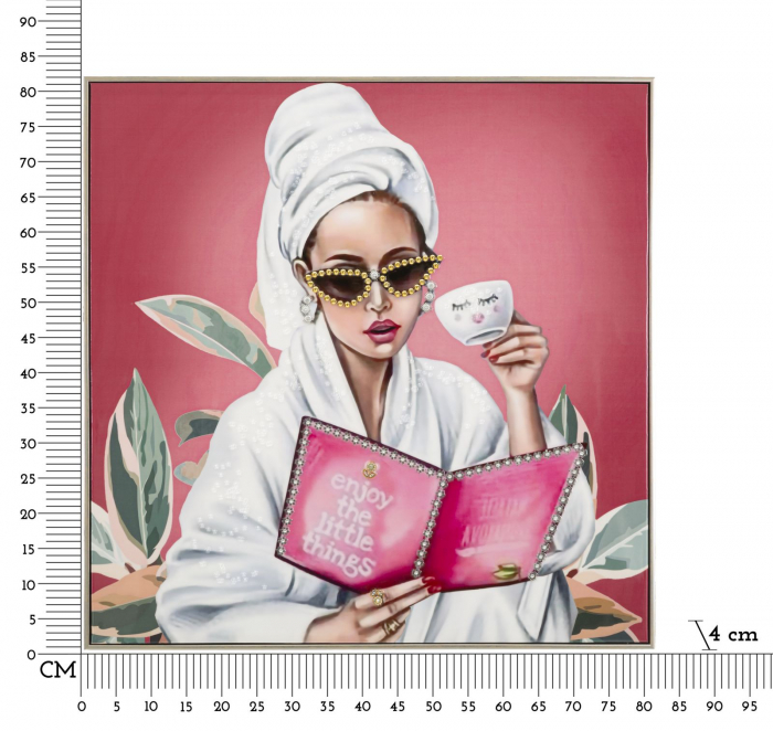 Tablou glam feminin urban 82x82 cm – artă decorativă cu umor și stil [7]