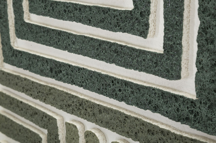 Tablou labirint geometric verde 60x80 cm – textură 3D pe pânză calmă [4]