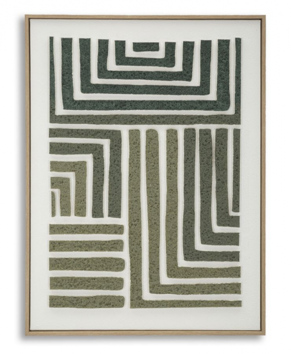 Tablou labirint geometric verde 60x80 cm – textură 3D pe pânză calmă [1]