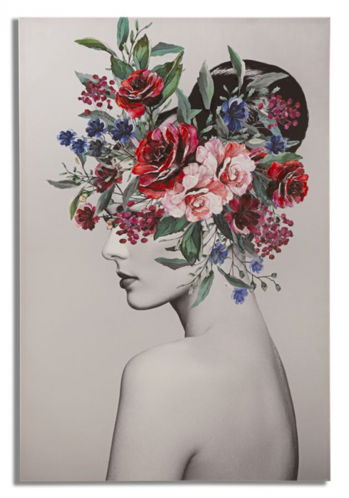Tablou Lady Flower A, pictura pe panza, multicolor - creativdeco.ro [1]
