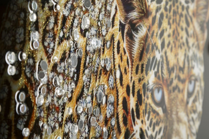 Tablou leopard cu detalii strălucitoare 82x82 cm – artă animalieră sofisticată [3]