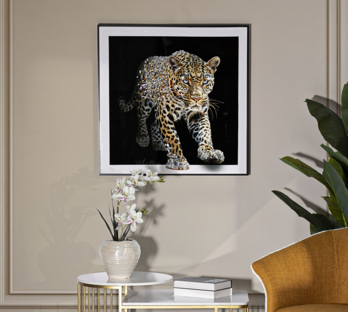 Tablou leopard cu detalii strălucitoare 82x82 cm – artă animalieră sofisticată [6]