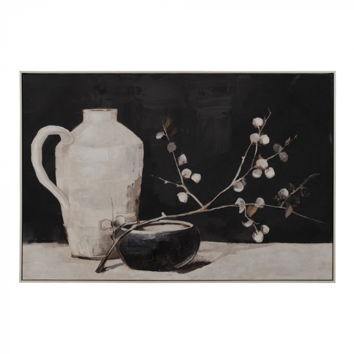 Tablou canvas natură statică bej-negru – textură picturală, stil clasic [1]