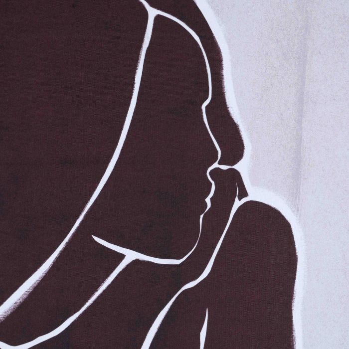 Tablou siluetă feminină alb-maro – canvas minimalist vertical 63x93 cm [2]