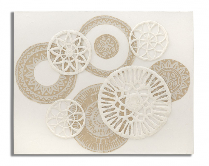 Tablou Boho Chic Motive Geometrice Alb Bej CreativDeco - Rafinament Artistic pentru Living si Birou [1]