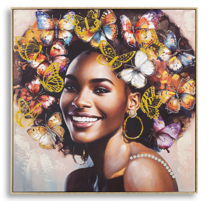 Tablou artistic cu femeie și fluturi colorați - CreativDeco [1]