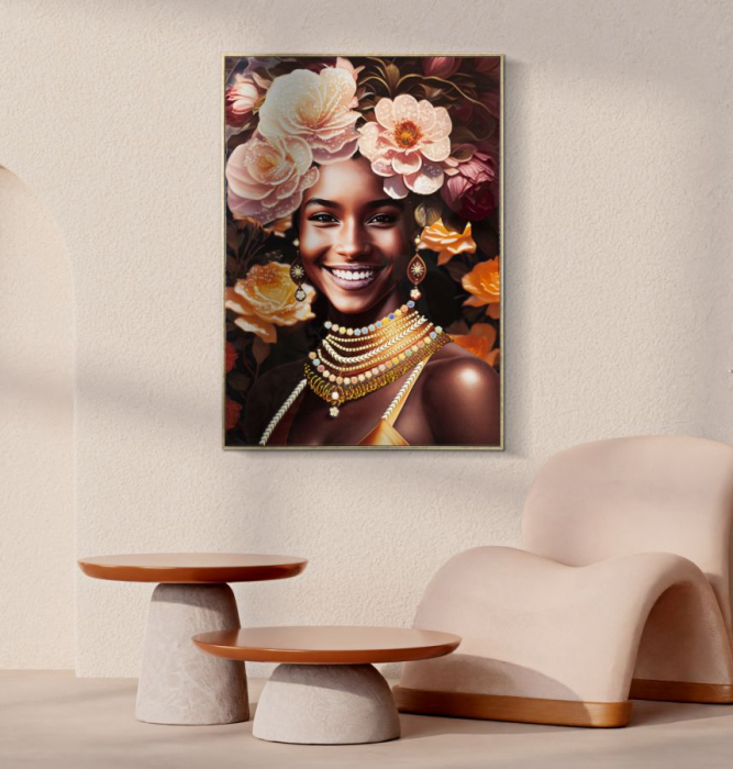Tablou Femeie Flori Roz [6]