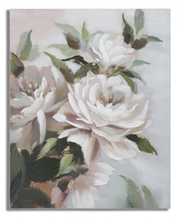 Tablou Flori Albe Aurii - Rafinament Relaxare CreativDeco [1]