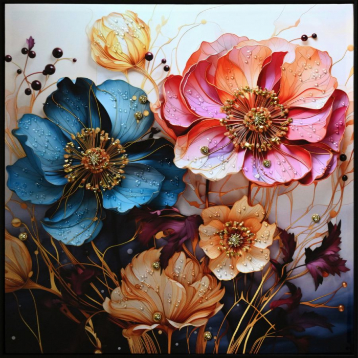 Pictura Canvas Flori Stilizate - Colorate si Rafinate CreativDeco [1]