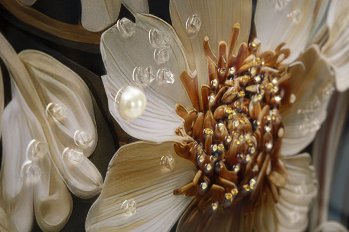 Tablou Flori Elegante Alb Crem - CreativDeco [5]