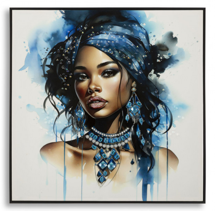Tablou Portret Turban Albastru Cristale - CreativDeco [2]