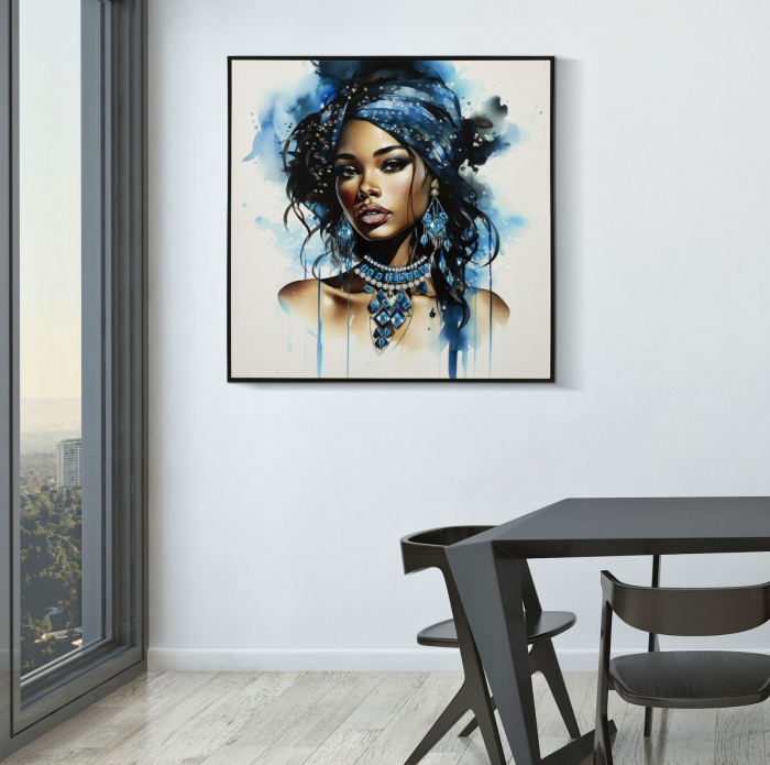 Tablou Portret Turban Albastru Cristale - CreativDeco [7]