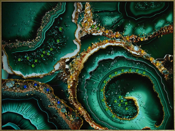 Tablou Agate Verzi si Aurii Modern - CreativDeco [1]