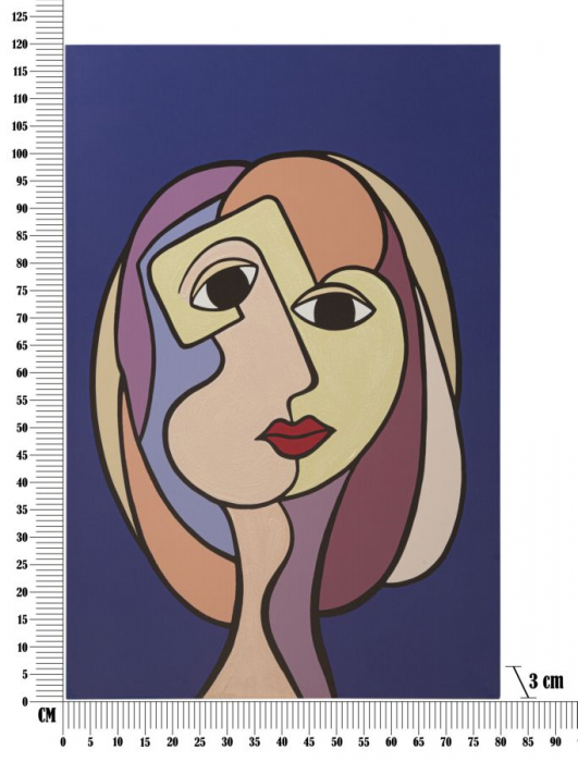 Tablou Canvas Portret Feminin Stilizat cu Fundal Albastru CreativDeco - Accent Artistic [6]