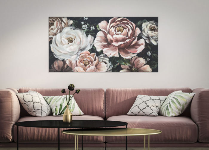 Tablou Floral Roz Pal Alb - Calm Armonie CreativDeco [5]