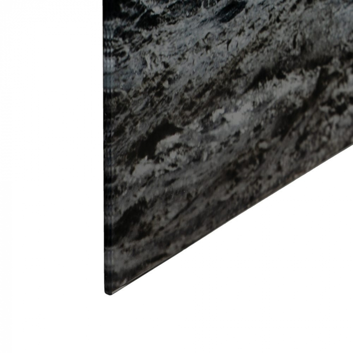 Tablou marin alb-negru pe sticlă – far și valuri în furtună, 120x70 cm [5]