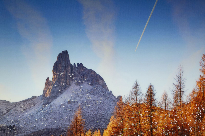 Tablou peisaj montan cu lac 90x60 cm – apus panoramic imprimat pe pânză [5]