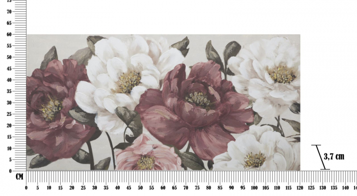 Tablou pictat manual flori burgund alb Red Flowy 120x60 - CreativDeco.ro [6]