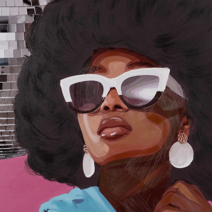 Tablou afro pop-art pictat manual cu mesaj LOVE pătrat 100x100cm [1]