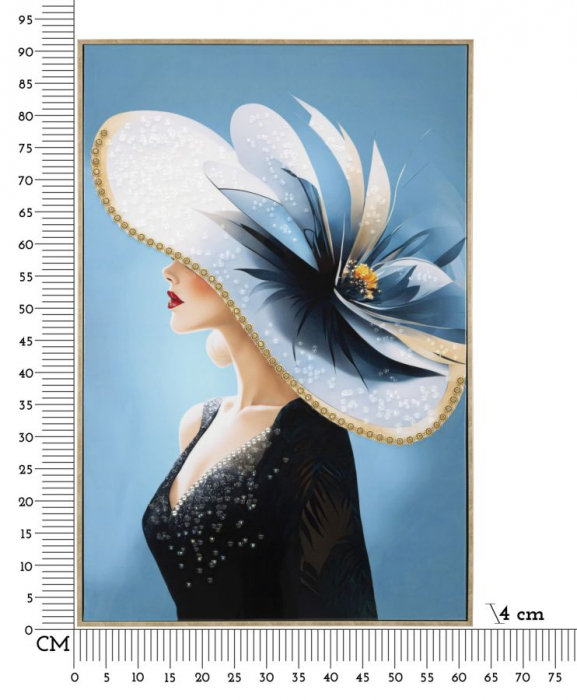 Tablou portret pălărie albă 62x92 cm – decor stilizat cu eleganță cinematografică [7]