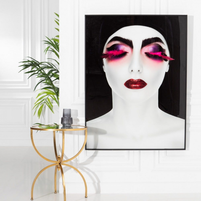 Rafinament modern – tablou fashion pe sticlă cu portret feminin glam, 90x120 cm [2]