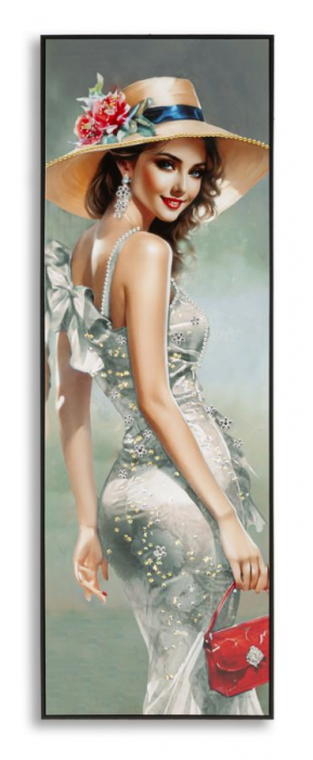 Tablou portret pălărie albă 62x92 cm – decor stilizat cu eleganță cinematografică [1]