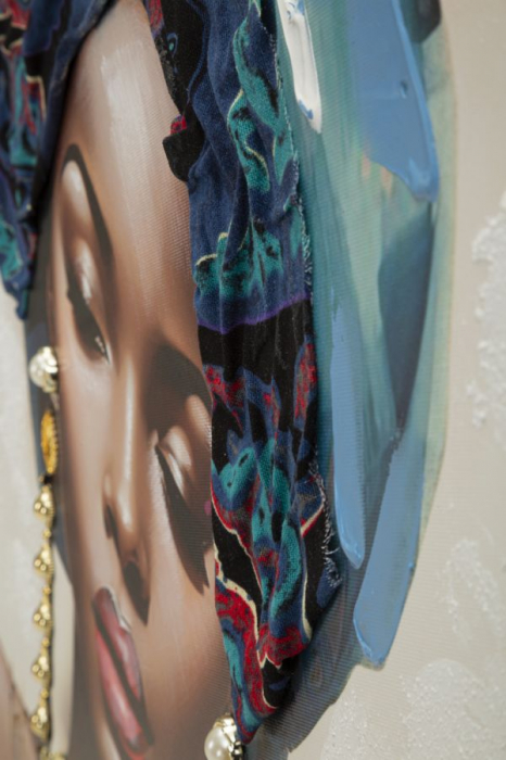 Tablou portret feminin turban albastru 72x102 cm – artă decorativă cu simbolism regal [7]