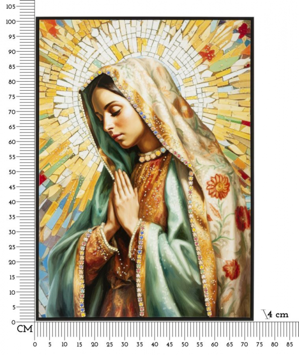 Tablou religios Fecioara Maria 72x102 cm – artă sacră cu accente aurii simbolice [7]