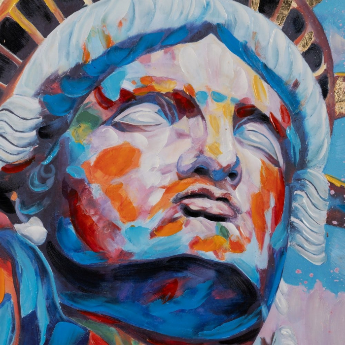 Tablou urban pictat cu Statuia Libertății multicolor 100x100cm [3]