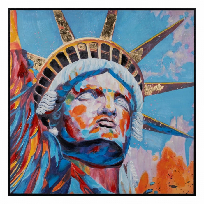Tablou urban pictat cu Statuia Libertății multicolor 100x100cm [1]