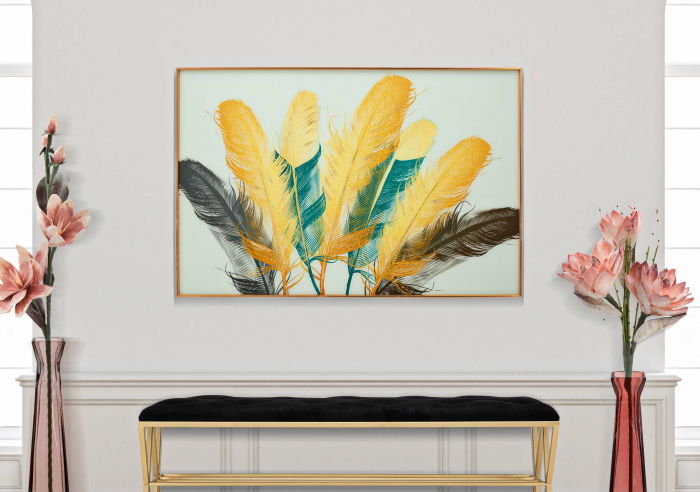 Tablou sticla Feathers, multicolor [2]