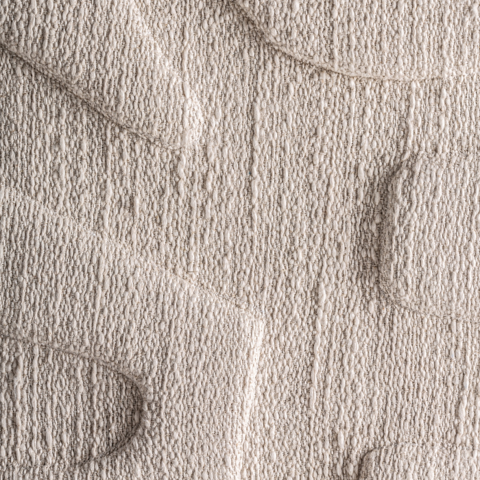 Pânză bouclé alb-crem cu semicerc, zigzag și forme rotunjite în relief, într-o ramă de lemn [2]