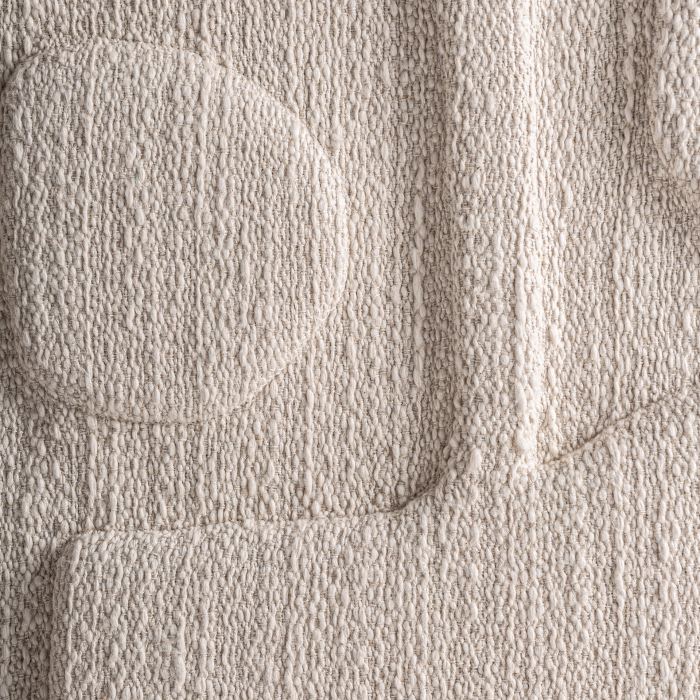 Pânză bouclé alb-crem cu semicerc, zigzag și forme rotunjite în relief, într-o ramă de lemn [4]