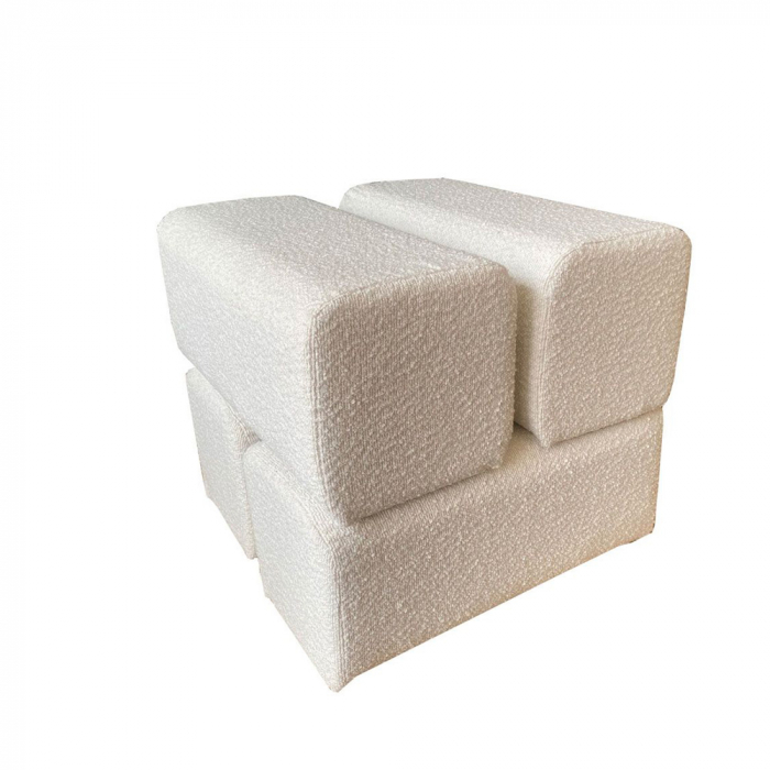 Taburet alb Cheval cu design modern și tapițerie boucle [1]