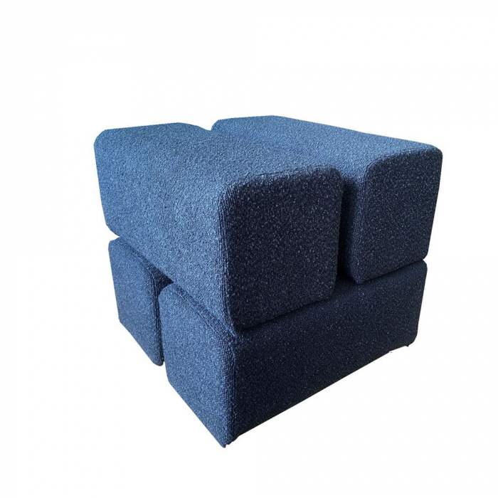 Taburet albastru aspru Cheval cu tapițerie boucle și cadru MDF [1]