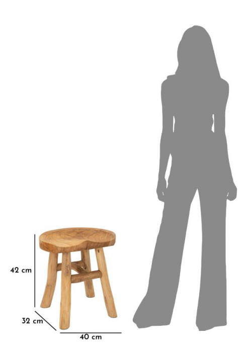Taburet artizanal modern din lemn de tec reciclat Sel [11]