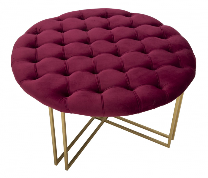 Taburet Rosu Bordeaux XXL, catifea metal auriu - creativdeco.ro [5]