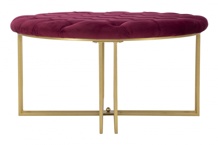 Taburet Rosu Bordeaux XXL, catifea metal auriu - creativdeco.ro [4]
