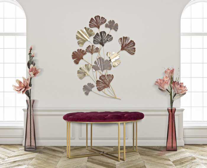 Taburet Rosu Bordeaux XXL, catifea metal auriu - creativdeco.ro [2]