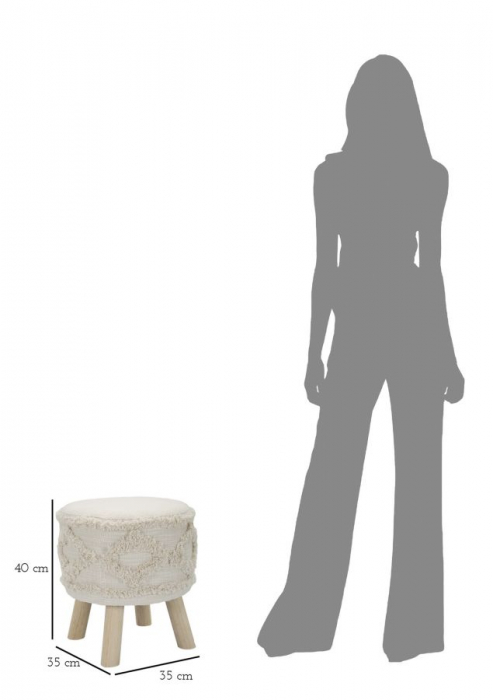 Taburet Damasco, textil/lemn, bej/natural, Mauro Ferretti [8]