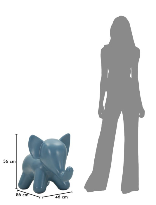 Taburet decorativ elefant plastic albastru 86x46x56 cm [9]