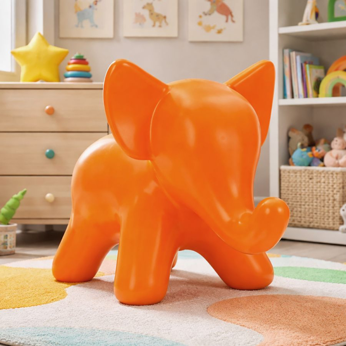 Taburet decorativ elefant plastic portocaliu 86x46x56 cm [8]