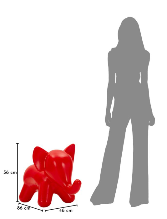 Taburet decorativ elefant plastic rosu 86x46x56 cm [9]