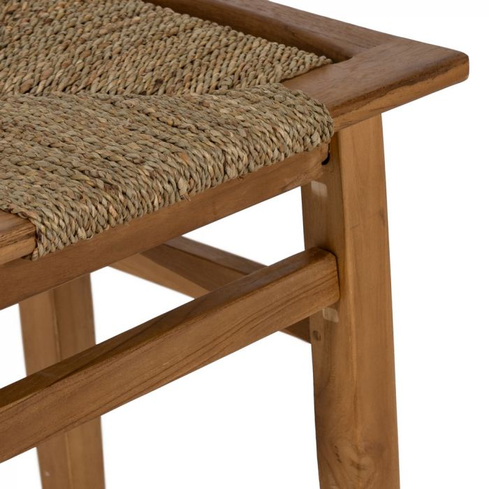 Taburet lemn tec cu impletitura naturala|Tabureti decorativi pentru interioare organice [4]