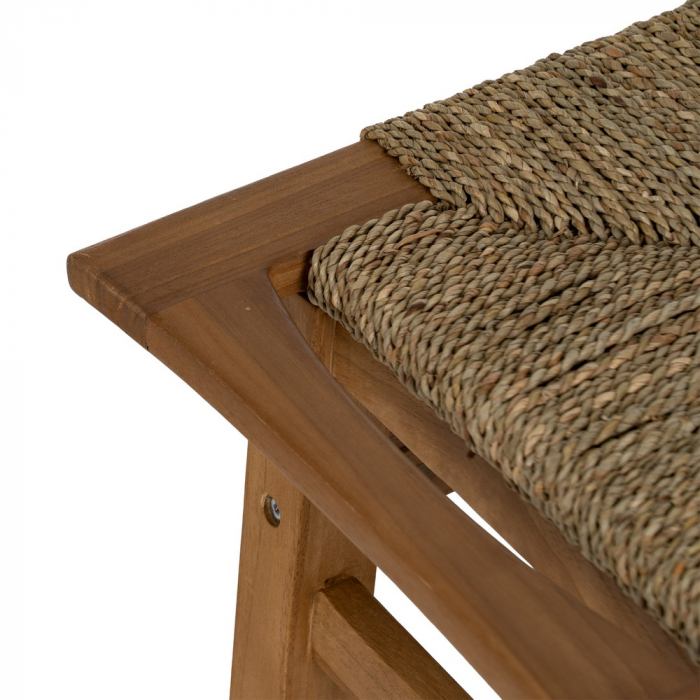 Taburet lemn tec cu impletitura naturala|Tabureti decorativi pentru interioare organice [3]