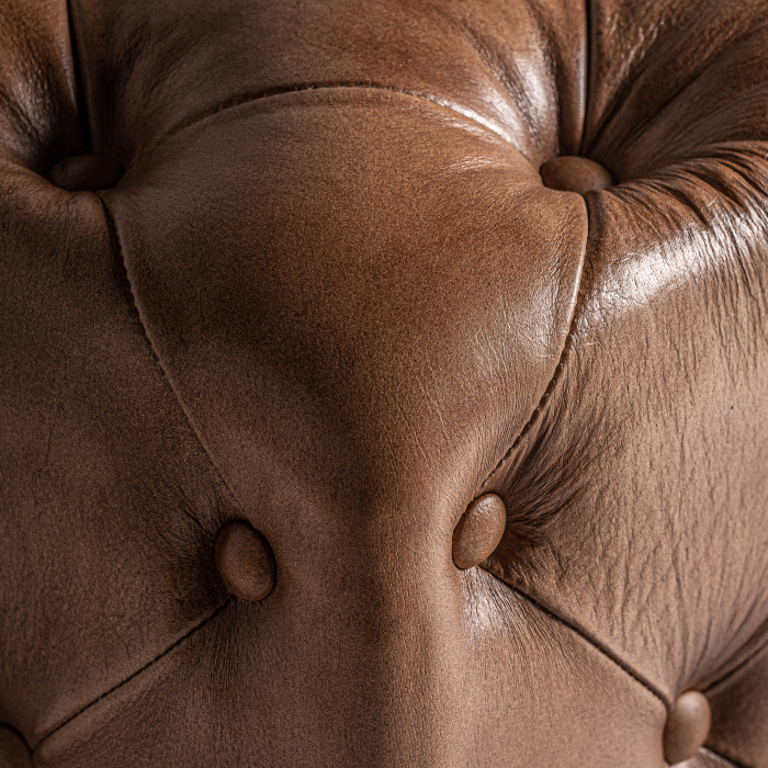 Taburet vintage piele maro | Taburete confortabile living [3]