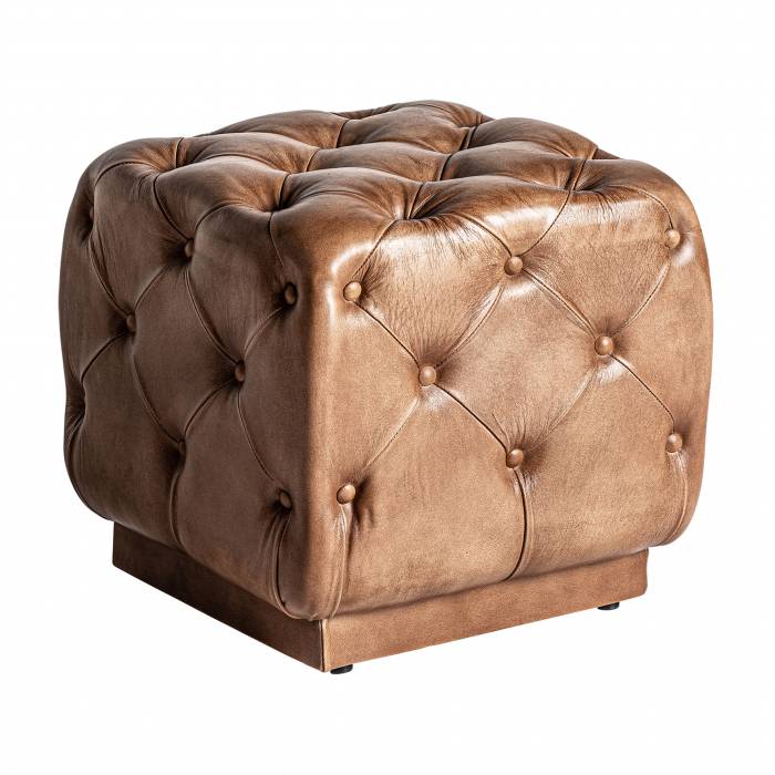 Taburet vintage piele maro | Taburete confortabile living [2]